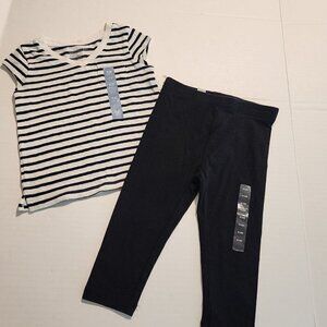 Baby Gap Toddler Girl Outfit 18-24 M  Striped Top   Black Leggings Cotton Blend